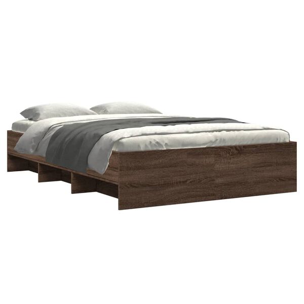vidaXL Bed Frame without Mattress Brown Oak 120x190 cm Small Double Engineered Wood