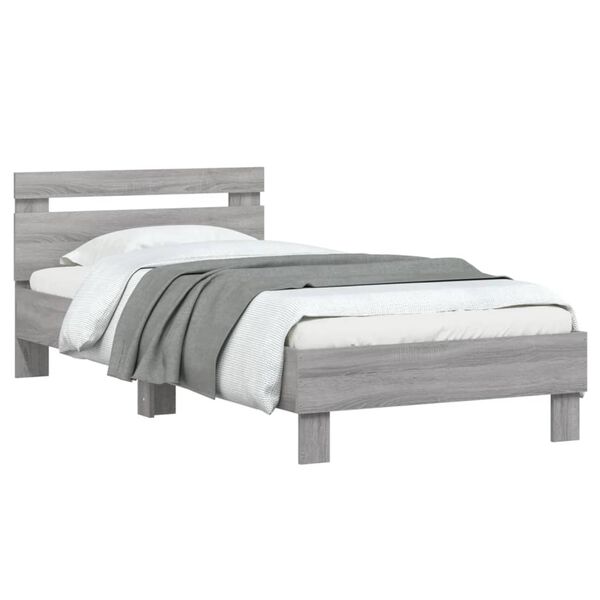 vidaXL Bed Frame without Mattress with Headboard Grey Sonoma 90x200 cm