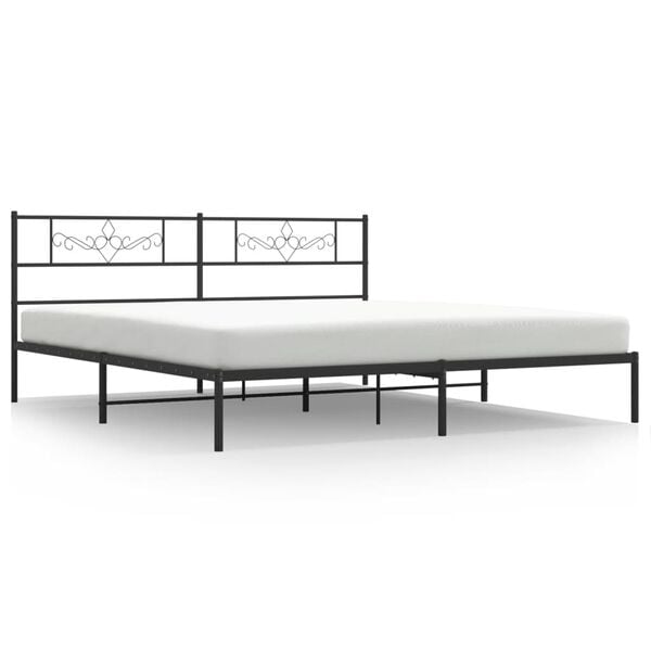 vidaXL Metal Bed Frame without Mattress with Headboard Black 180x200cm