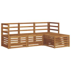 vidaXL Outdoor Sofa Set 4 pcs 4-Seaters Natural Solid Acacia Wood