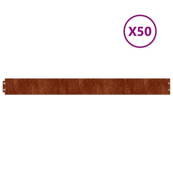 vidaXL Lawn Edgings 50 pcs 10x103 cm Flexible Corten steel