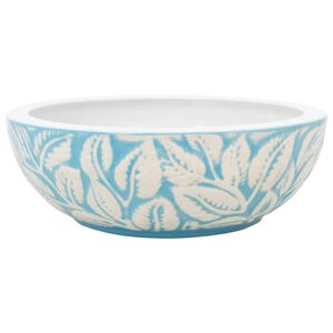 vidaXL Countertop Basin White and Blue Round &Phi;41x14 cm Ceramic