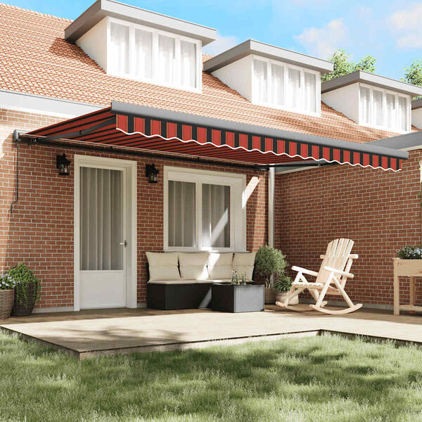 vidaXL Retractable Awning Orange and Brown 4x3 m Fabric and Aluminium