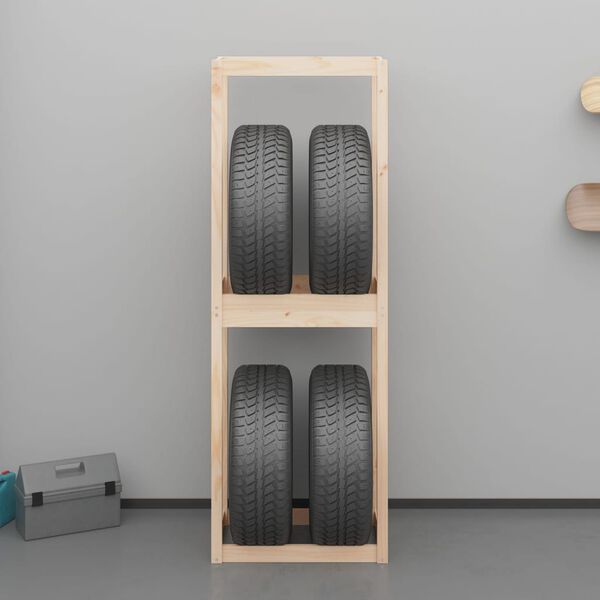 vidaXL Tire Rack 63x40x180 cm Solid Wood Pine