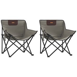 vidaXL Camping Chairs with Pocket Foldable 2 pcs Grey