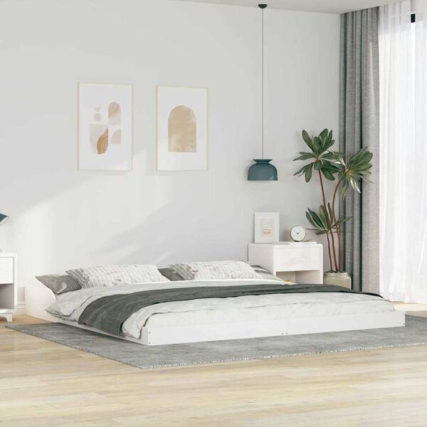 vidaXL Bed Frame White 180 x 200 cm Solid Pine Wood