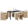 vidaXL Garden Dining Set 5 pcs Beige Poly Rattan