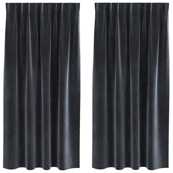 vidaXL Blackout Curtains 2 pcs Dark Grey 140 x 175 cm Velvet