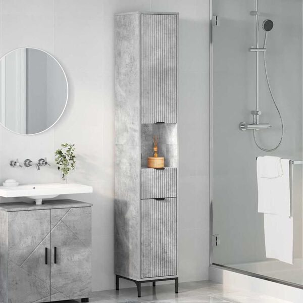 vidaXL Bathroom Cabinet with Drawer Concrete Grey 31.5 x 33 x 190 cm