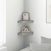 vidaXL Floating Corner Shelves 2 pcs High Gloss Grey 25x25x3.8 cm MDF