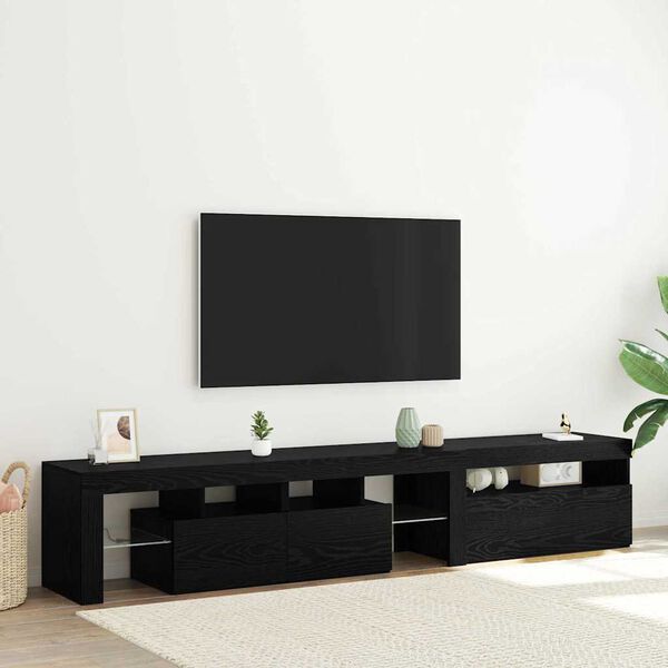 vidaXL TV Cabinet 2 pcs Black Oak 215 x 37 x 40 cm Engineered Wood