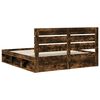 vidaXL Bed Frame Smoked Oak 200 x 200 cm Solid Pine Wood