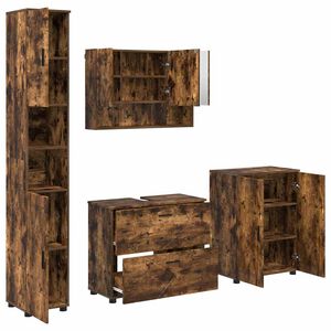 vidaXL Bathroom Furniture Set with Drawer with Shelf 4 pcs Smoked Oak