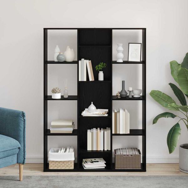 vidaXL Room Divider Black Oak 100 x 24 x 140 cm Engineered Wood