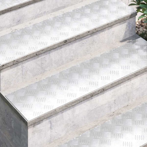 vidaXL Stair Tread Rectangular 2 pcs Silver 100 x 25 cm Aluminium