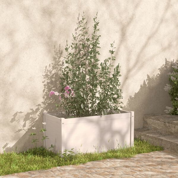 vidaXL Garden Planters 2 pcs White 100x50x50 cm Solid Pinewood