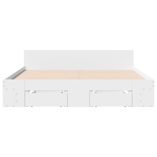 vidaXL Bed Frame with Drawers without Mattress White 120x190 cm Small Double