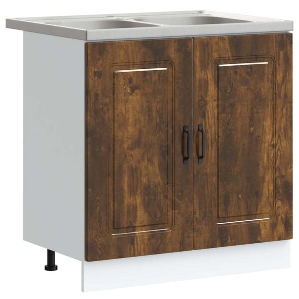 vidaXL Kitchen Cabinet with Door Kalmar 2 pcs Brown 80 x 46 x 81.5 cm