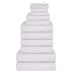 vidaXL 12 Piece Towel Set "FROGN" White 360 gsm