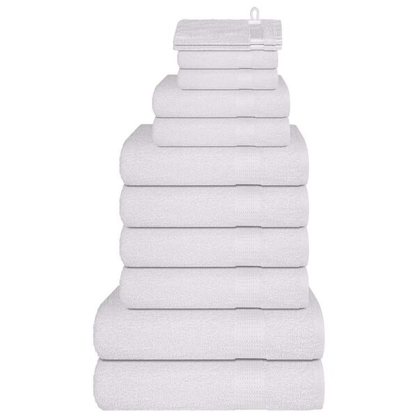 vidaXL 12 Piece Towel Set "FROGN" White 360 gsm