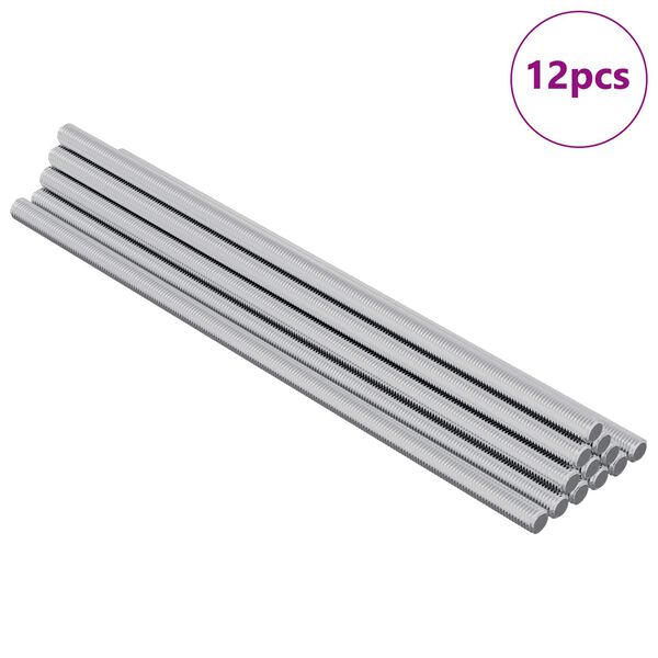 vidaXL Threaded Rod 12 pcs Silver 6 x 170 mm Steel
