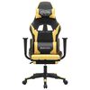 vidaXL Massage Gaming Chair with Footrest Black&Gold Faux Leather