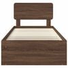 vidaXL Bed Frame with Headboard Brown Oak 90 x 190 cm Solid Pine Wood
