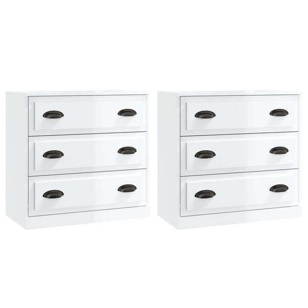 vidaXL Sideboards 2 pcs High Gloss White Engineered Wood