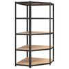 vidaXL 5-Layer Heavy-duty Corner Shelf Grey Steel&Engineered Wood