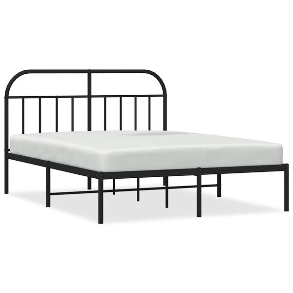 vidaXL Metal Bed Frame without Mattress with Headboard Black 150x200cm