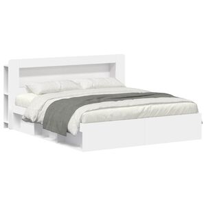 vidaXL Bed Frame with Storage White 180 x 200 cm Engineered Wood
