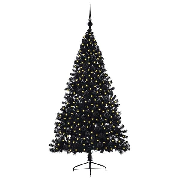 vidaXL Artificial Pre-lit Christmas Tree Black 180 cm PVC