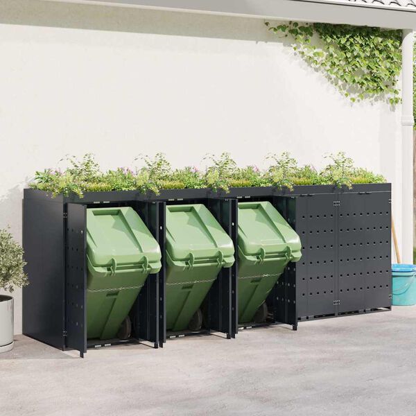 vidaXL Wheelie Bin Storage for 5 Bins Anthracite 340 x 77.5 x 121.5 cm