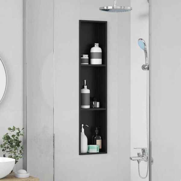 vidaXL Shower Niche Black 90 x 20 x 9.5 cm Stainless Steel
