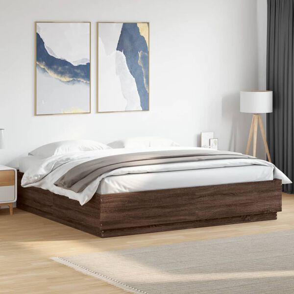 vidaXL Bed Frame without Mattress Brown Oak 200x200 cm