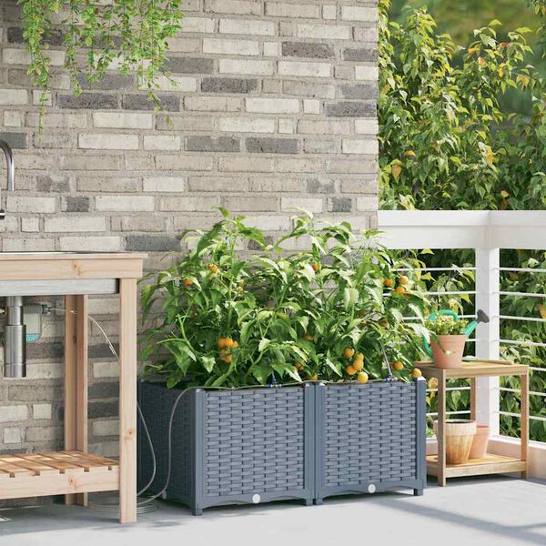 vidaXL Garden Planter 2 pcs LiGht Grey Steel
