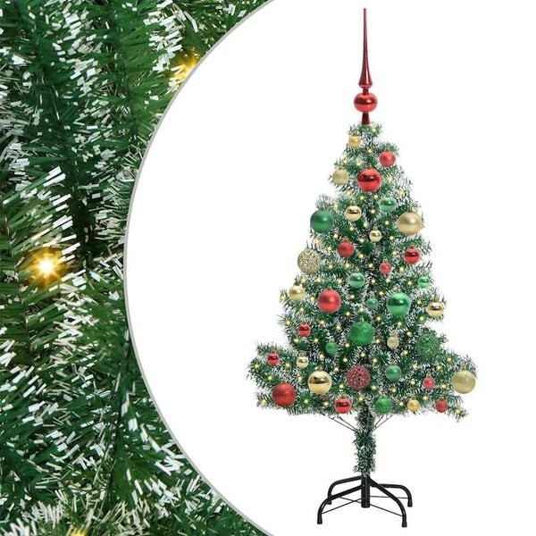 vidaXL Artificial Christmas Tree Snow Flocked with LED Light 120 cm