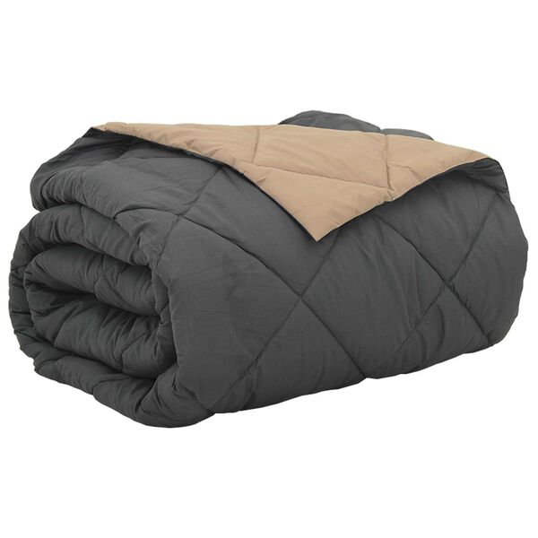 vidaXL Summer Duvet Anthracite and Taupe 220 x 260 cm Microfiber