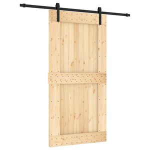 vidaXL Sliding Door Natural and Black 100 x 210 cm Solid Pine Wood