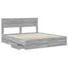 vidaXL Bed Frame with Drawer Grey Sonoma 200 x 200 cm Engineer Wood