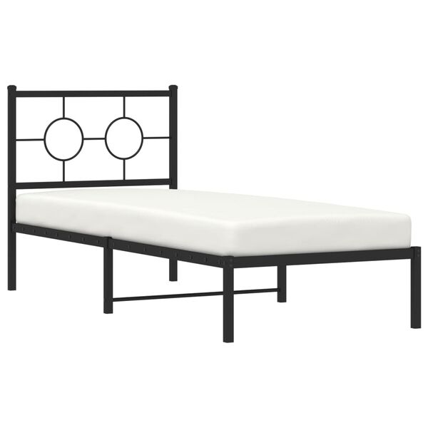vidaXL Metal Bed Frame without Mattress with Headboard Black 75x190cm