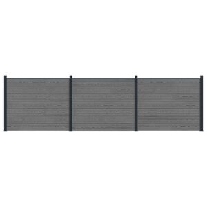 vidaXL Fence Panel 3 pcs WPC and Aluminium Grey