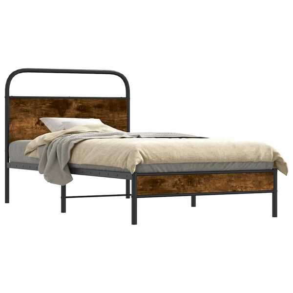 vidaXL Bed Frame Without Mattress 90x190 cm Smoked Oak Engineered Wood