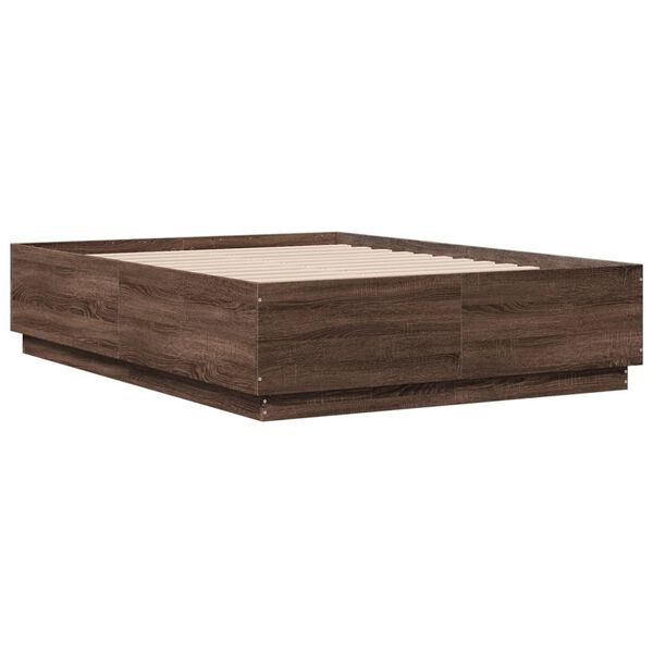 vidaXL Bed Frame without Mattress Brown Oak 135x190 cm Double