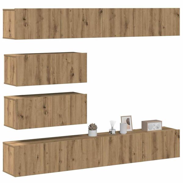 vidaXL 6 Piece TV Cabinet Set Wall-mounted Artisan Oak Engineered Wood