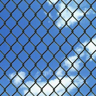 vidaXL Chain Link Fence with Posts Steel 1.5x15 m Green