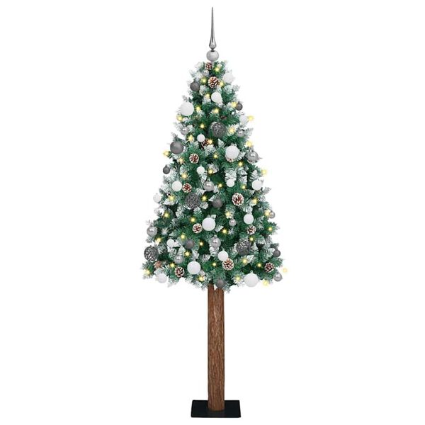 vidaXL Slim Christmas Tree Green 180 cm PVC and Solid Pine wood
