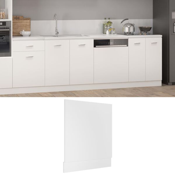 vidaXL Dishwasher Panel Lyon White 59.5x3x67 cm Engineered Wood