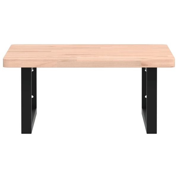 vidaXL Basin Shelf Wall Mounted Steel and Solid Wood Beech