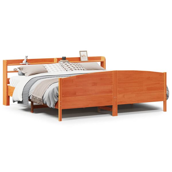 vidaXL Bed Frame without Mattress Wax Brown 180x200 cm Super King Solid Wood Pine